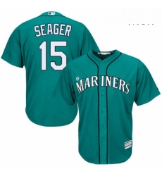 Mens Majestic Seattle Mariners 15 Kyle Seager Replica Teal Green Alternate Cool Base MLB Jersey