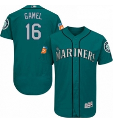 Mens Majestic Seattle Mariners 16 Ben Gamel Teal Green Alternate Flex Base Authentic Collection MLB Jersey 