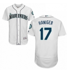 Mens Majestic Seattle Mariners 17 Mitch Haniger White Home Flex Base Authentic Collection MLB Jersey
