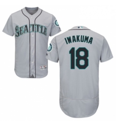 Mens Majestic Seattle Mariners 18 Hisashi Iwakuma Grey Road Flex Base Authentic Collection MLB Jersey