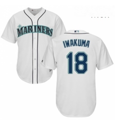 Mens Majestic Seattle Mariners 18 Hisashi Iwakuma Replica White Home Cool Base MLB Jersey
