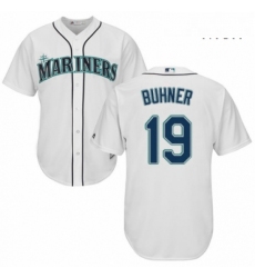Mens Majestic Seattle Mariners 19 Jay Buhner Replica White Home Cool Base MLB Jersey 