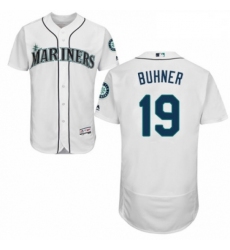 Mens Majestic Seattle Mariners 19 Jay Buhner White Home Flex Base Authentic Collection MLB Jersey