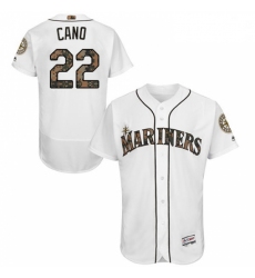 Mens Majestic Seattle Mariners 22 Robinson Cano Authentic White 2016 Memorial Day Fashion Flex Base Jersey 