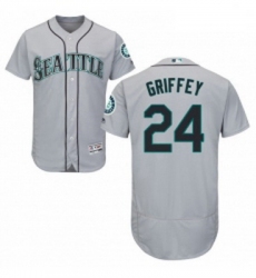 Mens Majestic Seattle Mariners 24 Ken Griffey Grey Road Flex Base Authentic Collection MLB Jersey