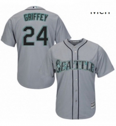 Mens Majestic Seattle Mariners 24 Ken Griffey Replica Grey Road Cool Base MLB Jersey