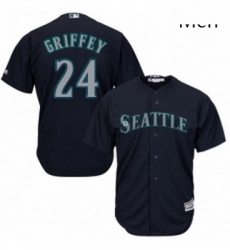 Mens Majestic Seattle Mariners 24 Ken Griffey Replica Navy Blue Alternate 2 Cool Base MLB Jersey