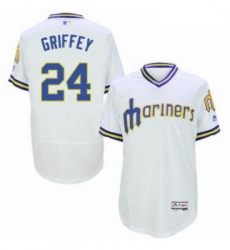 Mens Majestic Seattle Mariners 24 Ken Griffey White Flexbase Authentic Collection Cooperstown MLB Jersey