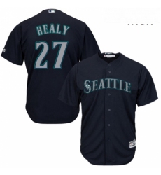 Mens Majestic Seattle Mariners 27 Ryon Healy Replica Navy Blue Alternate 2 Cool Base MLB Jersey 