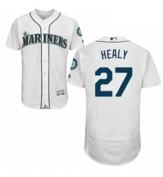 Mens Majestic Seattle Mariners 27 Ryon Healy White Home Flex Base Authentic Collection MLB Jersey