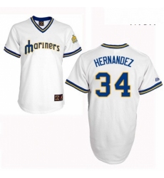Mens Majestic Seattle Mariners 34 Felix Hernandez Authentic White Cooperstown MLB Jersey