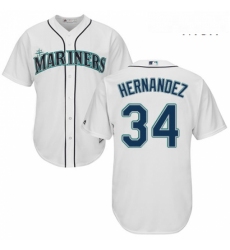 Mens Majestic Seattle Mariners 34 Felix Hernandez Replica White Home Cool Base MLB Jersey