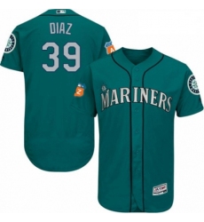 Mens Majestic Seattle Mariners 39 Edwin Diaz Teal Green Alternate Flex Base Authentic Collection MLB Jersey