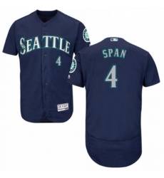 Mens Majestic Seattle Mariners 4 Denard Span Navy Blue Alternate Flex Base Authentic Collection MLB Jersey 