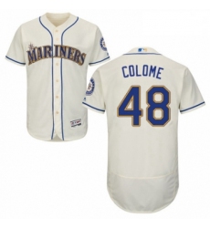 Mens Majestic Seattle Mariners 48 Alex Colome Cream Alternate Flex Base Authentic Collection MLB Jersey