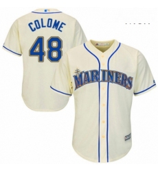 Mens Majestic Seattle Mariners 48 Alex Colome Replica Cream Alternate Cool Base MLB Jersey 