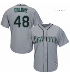 Mens Majestic Seattle Mariners 48 Alex Colome Replica Grey Road Cool Base MLB Jersey 