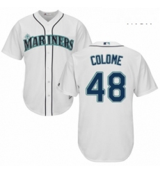 Mens Majestic Seattle Mariners 48 Alex Colome Replica White Home Cool Base MLB Jersey 