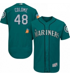 Mens Majestic Seattle Mariners 48 Alex Colome Teal Green Alternate Flex Base Authentic Collection MLB Jersey