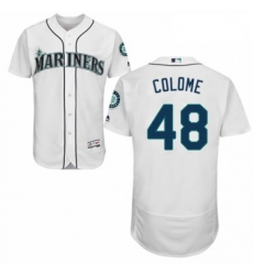 Mens Majestic Seattle Mariners 48 Alex Colome White Home Flex Base Authentic Collection MLB Jersey
