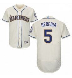 Mens Majestic Seattle Mariners 5 Guillermo Heredia Cream Alternate Flex Base Authentic Collection MLB Jersey