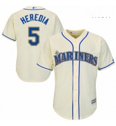 Mens Majestic Seattle Mariners 5 Guillermo Heredia Replica Cream Alternate Cool Base MLB Jersey 