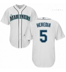 Mens Majestic Seattle Mariners 5 Guillermo Heredia Replica White Home Cool Base MLB Jersey 