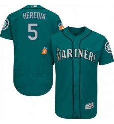 Mens Majestic Seattle Mariners 5 Guillermo Heredia Teal Green Alternate Flex Base Authentic Collection MLB Jersey