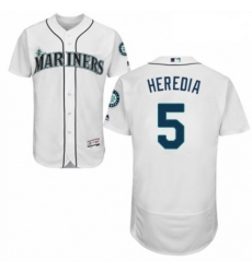 Mens Majestic Seattle Mariners 5 Guillermo Heredia White Home Flex Base Authentic Collection MLB Jersey