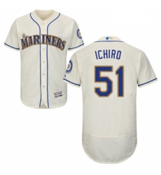 Mens Majestic Seattle Mariners 51 Ichiro Suzuki Cream Alternate Flex Base Authentic Collection MLB Jersey