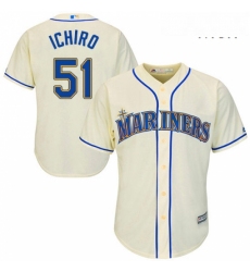 Mens Majestic Seattle Mariners 51 Ichiro Suzuki Replica Cream Alternate Cool Base MLB Jersey