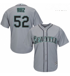 Mens Majestic Seattle Mariners 52 Carlos Ruiz Replica Grey Road Cool Base MLB Jersey