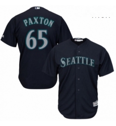 Mens Majestic Seattle Mariners 65 James Paxton Replica Navy Blue Alternate 2 Cool Base MLB Jersey 