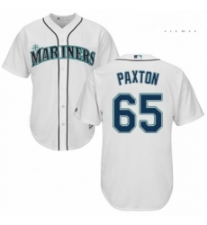 Mens Majestic Seattle Mariners 65 James Paxton Replica White Home Cool Base MLB Jersey 