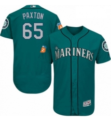Mens Majestic Seattle Mariners 65 James Paxton Teal Green Alternate Flex Base Authentic Collection MLB Jersey