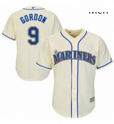 Mens Majestic Seattle Mariners 9 Dee Gordon Replica Cream Alternate Cool Base MLB Jersey 