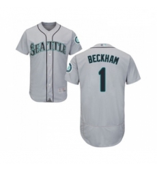 Mens Seattle Mariners 1 Tim Beckham Grey Road Flex Base Authentic Collection Baseball Jersey