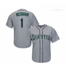 Mens Seattle Mariners 1 Tim Beckham Replica Grey Road Cool Base Baseball Jersey 