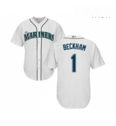 Mens Seattle Mariners 1 Tim Beckham Replica White Home Cool Base Baseball Jersey 