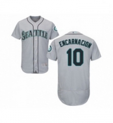Mens Seattle Mariners 10 Edwin Encarnacion Grey Road Flex Base Authentic Collection Baseball Jersey