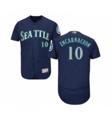 Mens Seattle Mariners 10 Edwin Encarnacion Navy Blue Alternate Flex Base Authentic Collection MLB Jersey