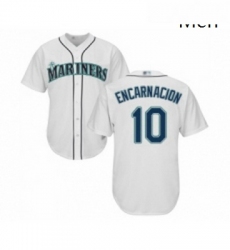 Mens Seattle Mariners 10 Edwin Encarnacion Replica White Home Cool Base Baseball Jersey 