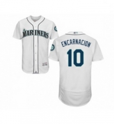 Mens Seattle Mariners 10 Edwin Encarnacion White Home Flex Base Authentic Collection Baseball Jersey