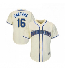 Mens Seattle Mariners 16 Domingo Santana Replica Cream Alternate Cool Base Baseball Jersey 