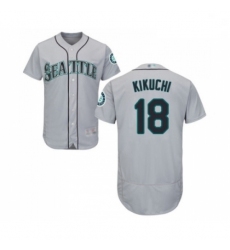 Mens Seattle Mariners 18 Yusei Kikuchi Grey Road Flex Base Authentic Collection Baseball Jersey