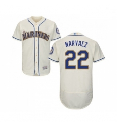 Mens Seattle Mariners 22 Omar Narvaez Cream Alternate Flex Base Authentic Collection Baseball Jersey