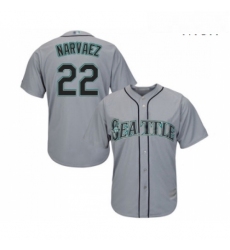 Mens Seattle Mariners 22 Omar Narvaez Replica Grey Road Cool Base Baseball Jersey 