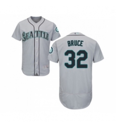 Mens Seattle Mariners 32 Jay Bruce Grey Road Flex Base Authentic Collection Baseball Jersey