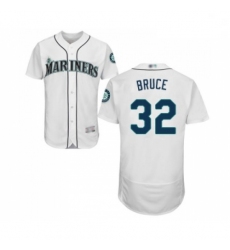 Mens Seattle Mariners 32 Jay Bruce White Home Flex Base Authentic Collection Baseball Jersey