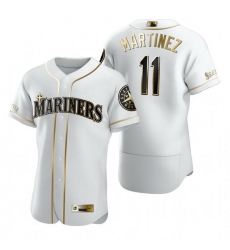 Seattle Mariners 11 Edgar Martinez White Nike Mens Authentic Golden Edition MLB Jersey